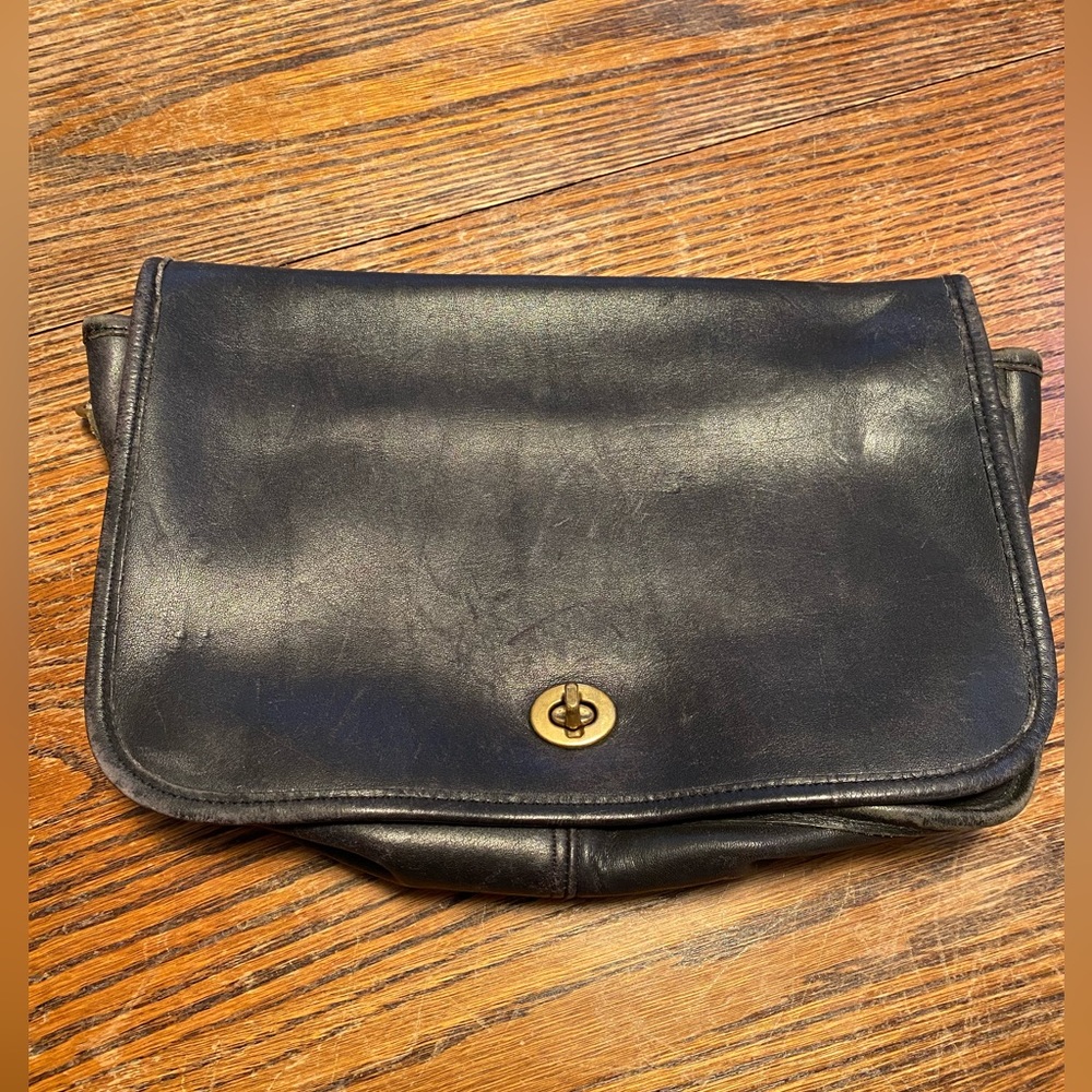 VTG Coach 9635 Legacy Convertible Clutch Crossbody Bag Leather Turn Lock Black